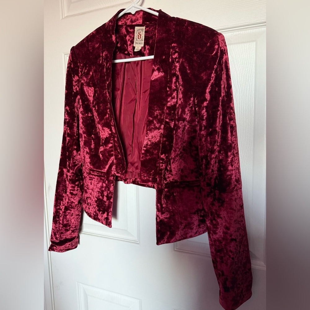 Decree Velvet Deep Red Women's Blazer
